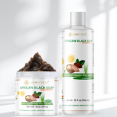African Black Soap with Vitamin C — Authentic Ghanaian Black Soap for a Radiant, Healthy-Looking Complexion (Paste & Liquid)