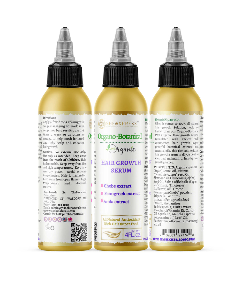 SheaXpress Organo - Botanical Hair Growth Serum – 4 oz dropper bottle