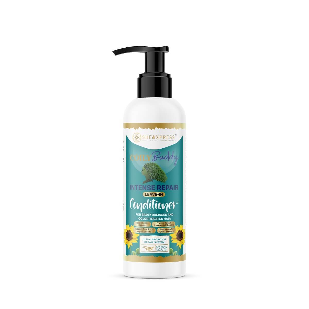 CoilyBuddy Intense Repair Leave In Conditioner - For Damaged and Color treated Hair 12oz