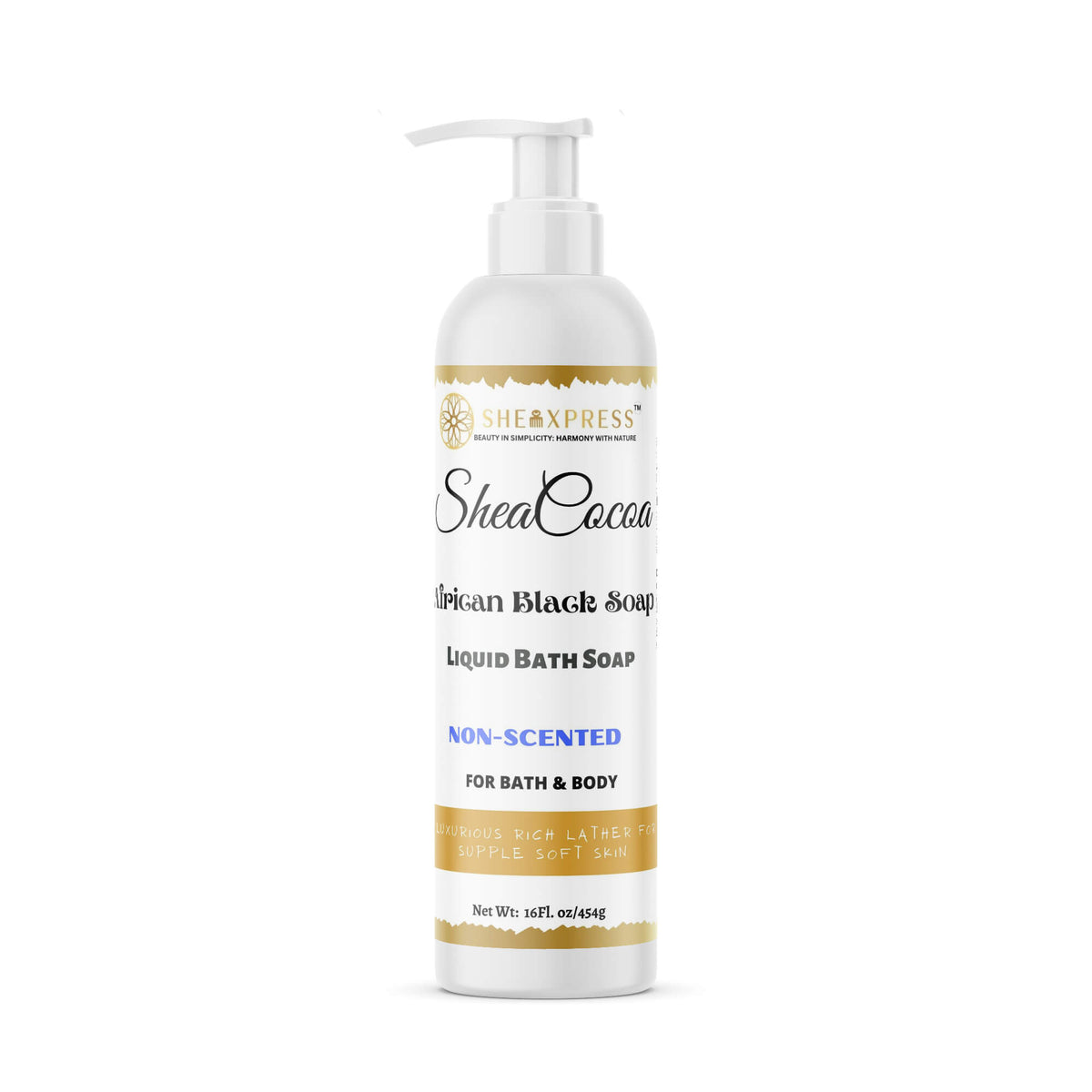 Shea Cocoa Unscented  African Black Liquid Soap