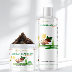 African Black Soap with Vitamin C — Authentic Ghanaian Black Soap for a Radiant, Healthy-Looking Complexion (Paste & Liquid)