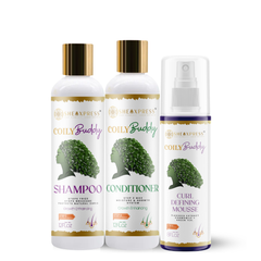 CoilyBuddy Curl Define Trio: Shampoo, Conditioner and Curl Defining Mousse