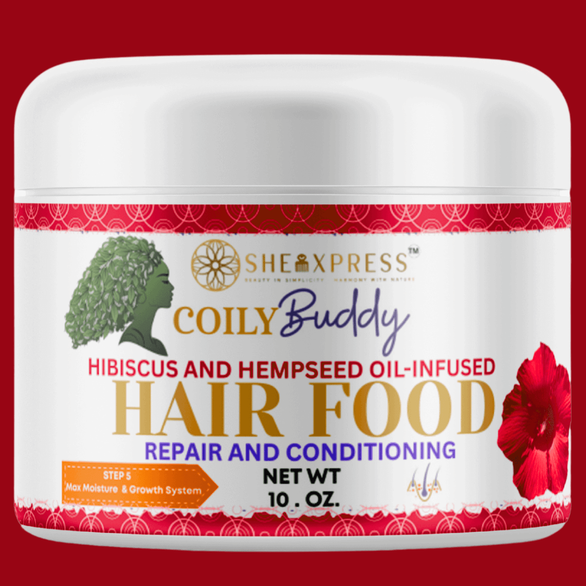 CoilyBuddy Hibiscus and Hemp Seed Hair Food 10oz
