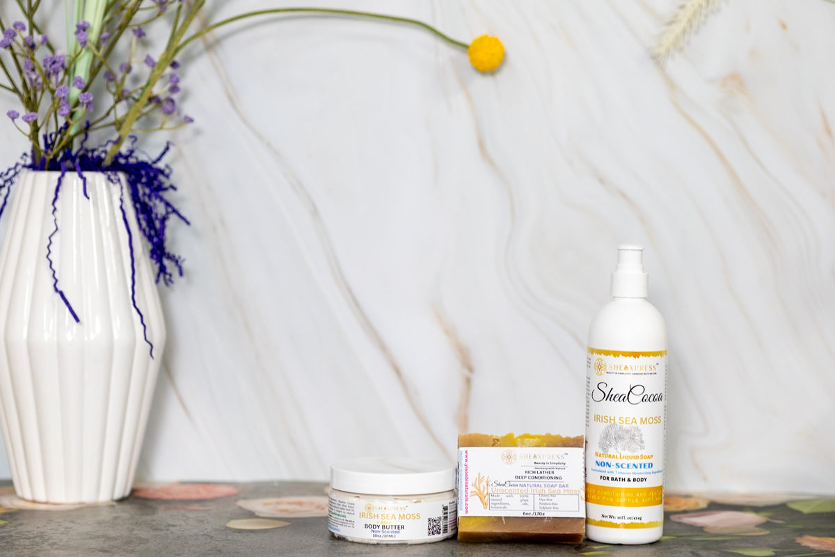 Unscented Irish Sea Moss Shea Cocoa Trio