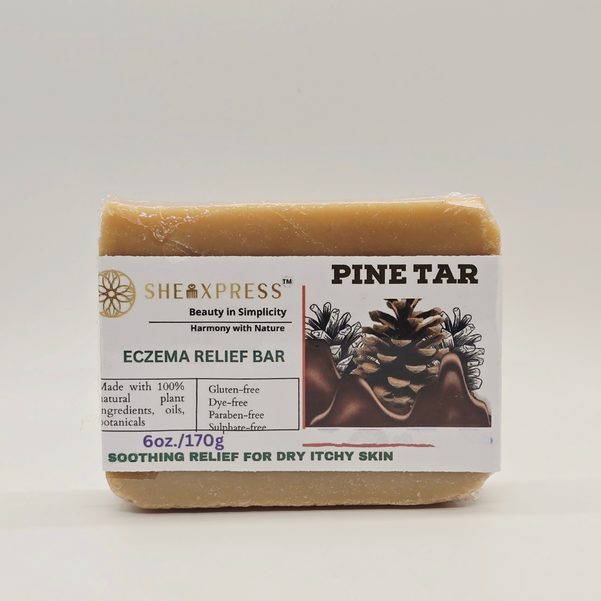 SheaXpress pine tar soap bar with moisturizing botanical oils