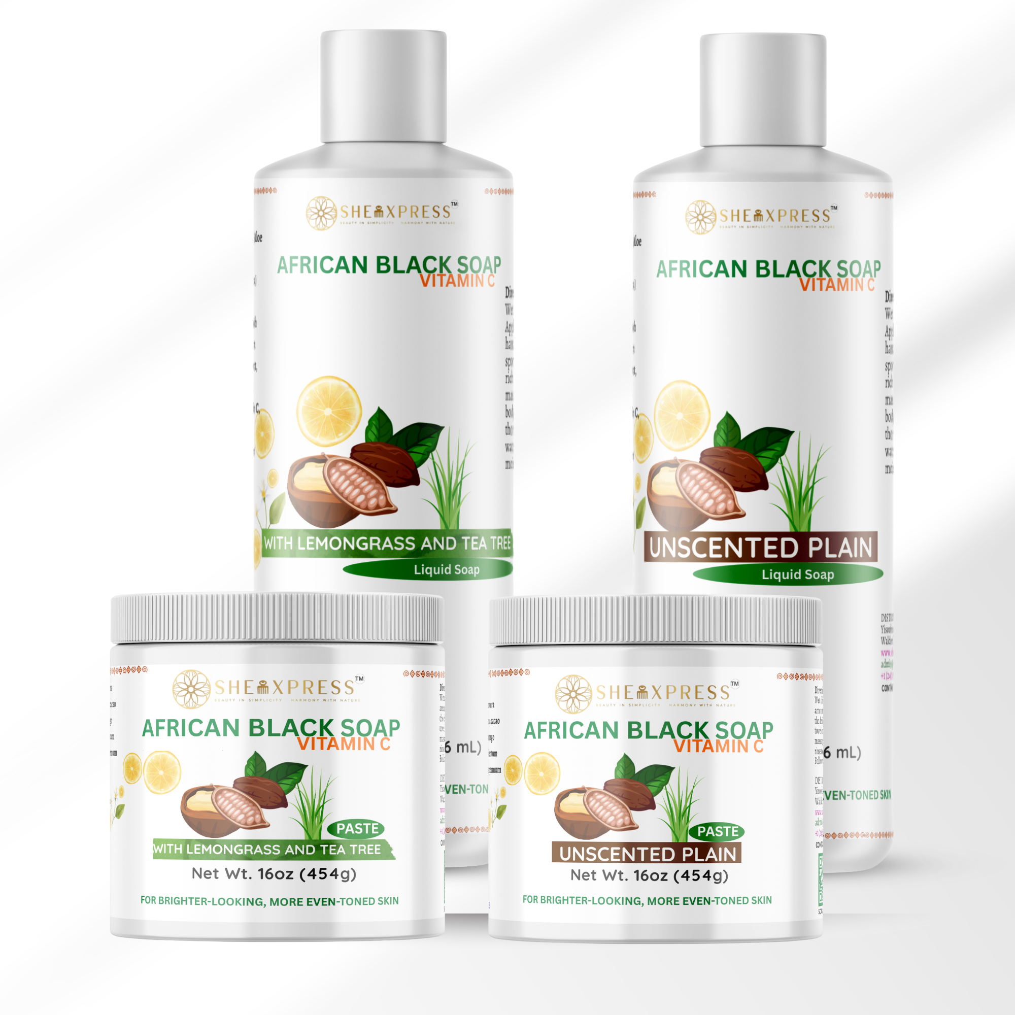African Black Soap with Vitamin C — Authentic Ghanaian Black Soap for a Radiant, Healthy-Looking Complexion (Paste & Liquid)