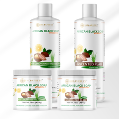 African Black Soap with Vitamin C — Authentic Ghanaian Black Soap for a Radiant, Healthy-Looking Complexion (Paste & Liquid)