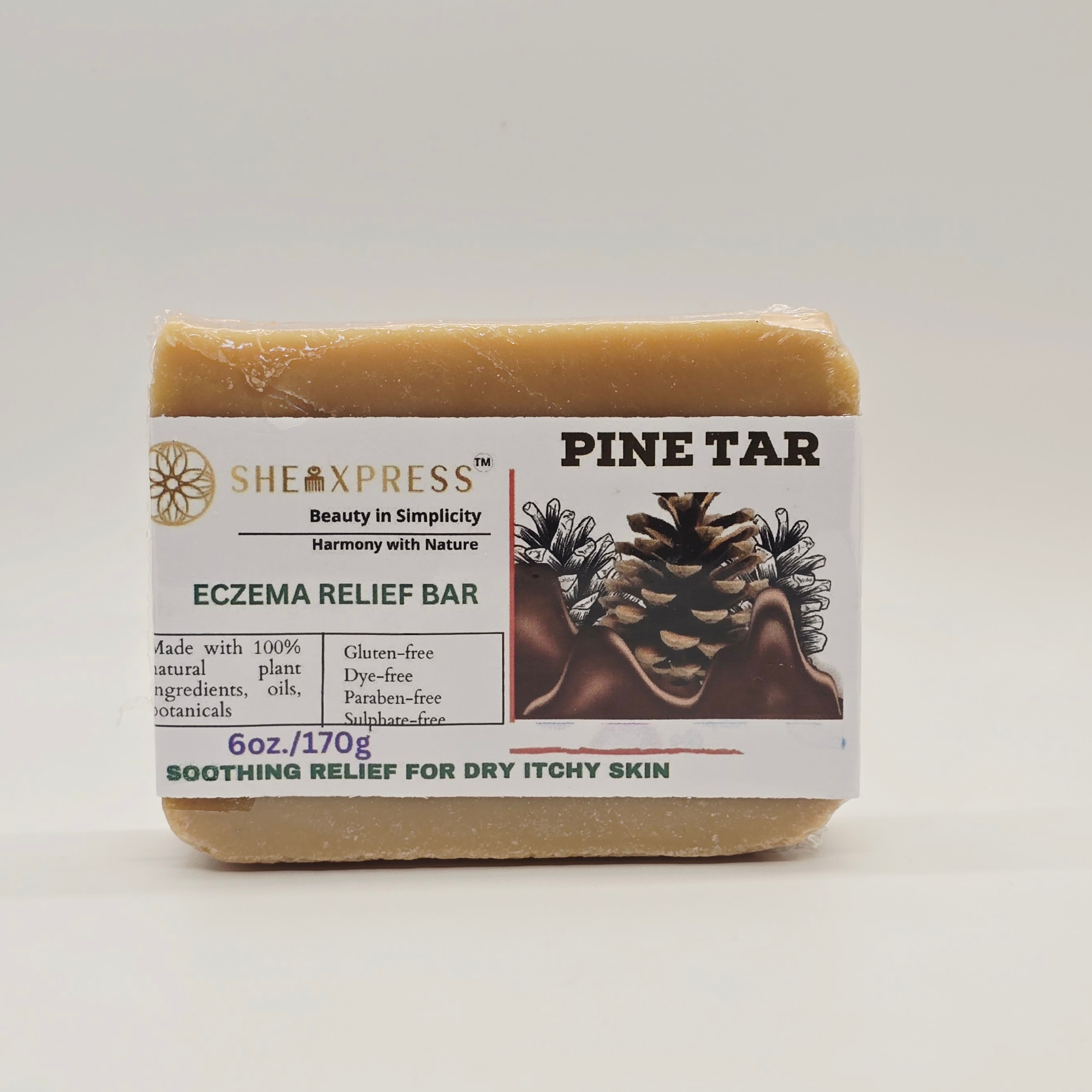 Pine Tar Natural Soap Bar by SheaXpress for dry itchy skin